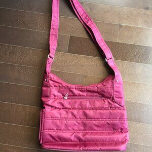 Lug Femmes Puffer Grand Satchel Bandoulière Sac à main CERISE Nylon EUC